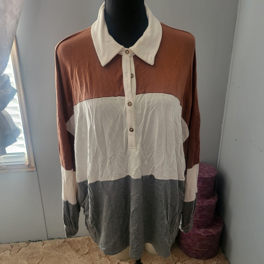 Maurices Brown and White Knit Top